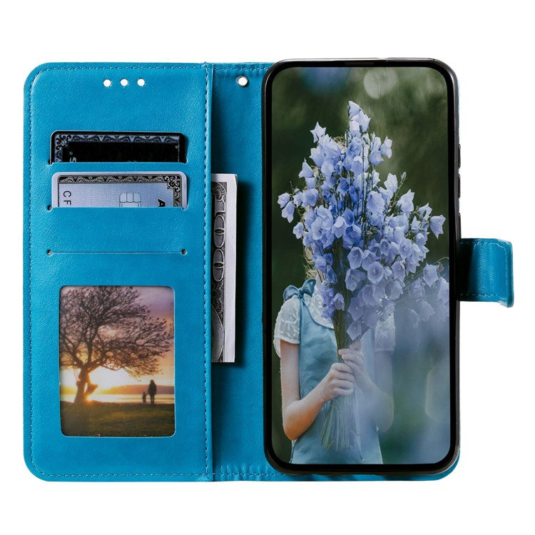 For Honor X30/X9 4G/5G Imprinted Mandala Flower Pattern Wrist Strap Wallet Case PU Leather Stand Feature Flip Cover - Blue