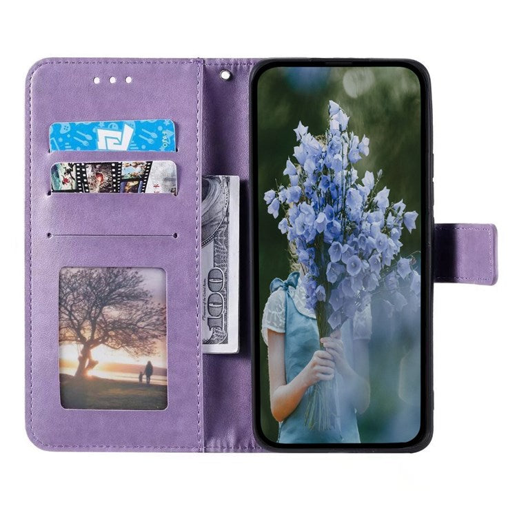 For Honor X30/X9 4G/5G Imprinted Mandala Flower Pattern Wrist Strap Wallet Case PU Leather Stand Feature Flip Cover - Purple