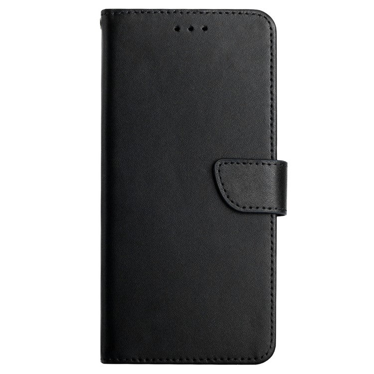 Anti-drop Phone Case for Honor 70 5G, Nappa Texture Genuine Leather Magnetic Closure Stand Scratch-resistant Phone Cover - Black