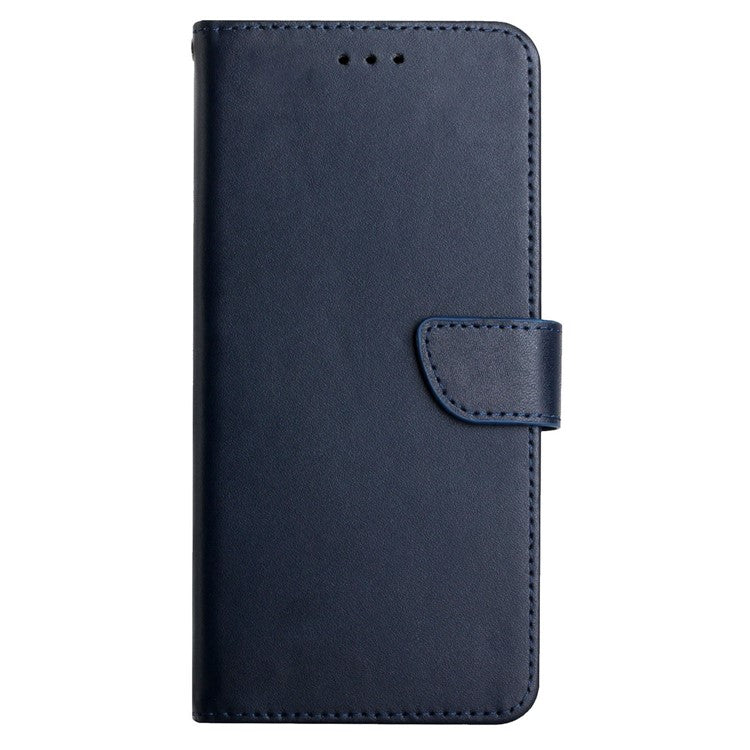 For Honor 70 Pro 5G / 70 Pro+ 5G HT02 Nappa Texture Genuine Leather Phone Case Solid Color Stand Magnetic Flip Folio Wallet Cover - Blue