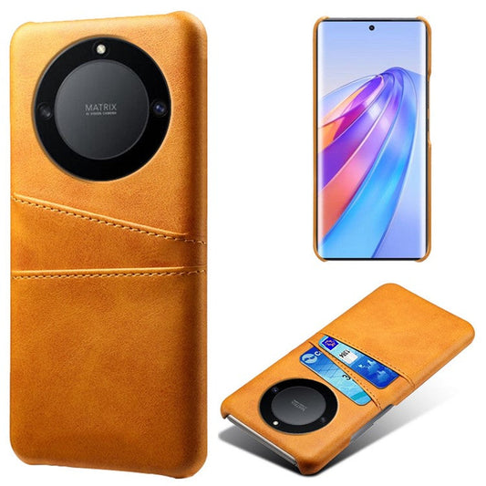 For Honor X40 5G / X9a 5G / Magic5 Lite 5G PU Leather Coated Hard PC Hybrid Phone Case Shockproof Anti-Scratch Dual Card Slots Cover - Orange