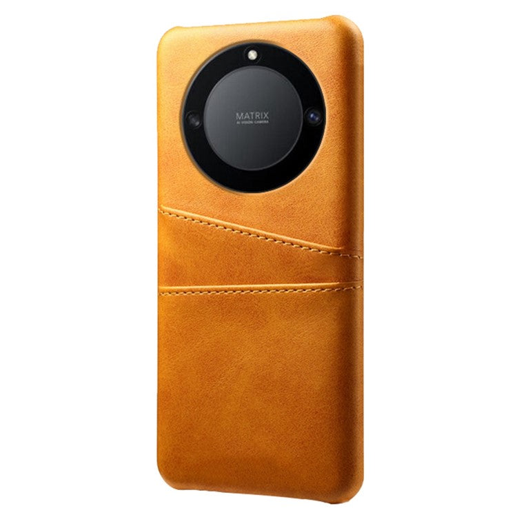 For Honor X40 5G / X9a 5G / Magic5 Lite 5G PU Leather Coated Hard PC Hybrid Phone Case Shockproof Anti-Scratch Dual Card Slots Cover - Orange