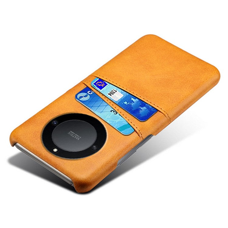 For Honor X40 5G / X9a 5G / Magic5 Lite 5G PU Leather Coated Hard PC Hybrid Phone Case Shockproof Anti-Scratch Dual Card Slots Cover - Orange