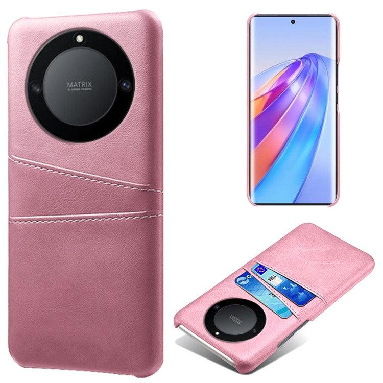 For Honor X40 5G / X9a 5G / Magic5 Lite 5G PU Leather Coated Hard PC Hybrid Phone Case Shockproof Anti-Scratch Dual Card Slots Cover - Rose Gold