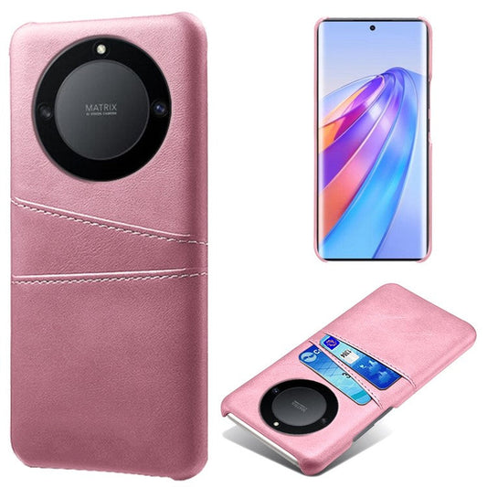 For Honor X40 5G / X9a 5G / Magic5 Lite 5G PU Leather Coated Hard PC Hybrid Phone Case Shockproof Anti-Scratch Dual Card Slots Cover - Rose Gold