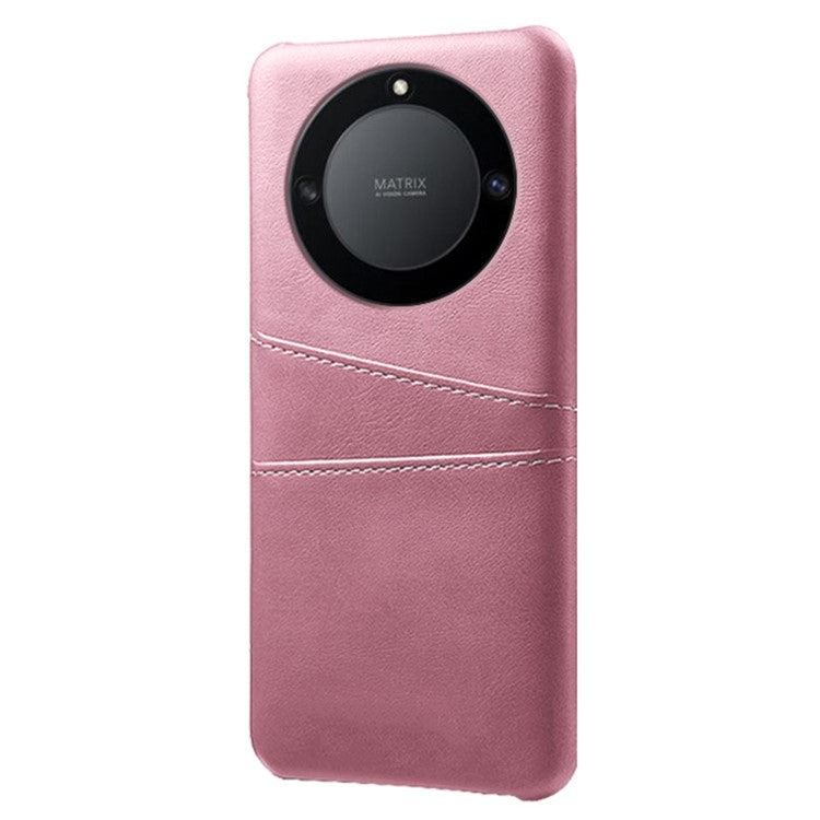 For Honor X40 5G / X9a 5G / Magic5 Lite 5G PU Leather Coated Hard PC Hybrid Phone Case Shockproof Anti-Scratch Dual Card Slots Cover - Rose Gold