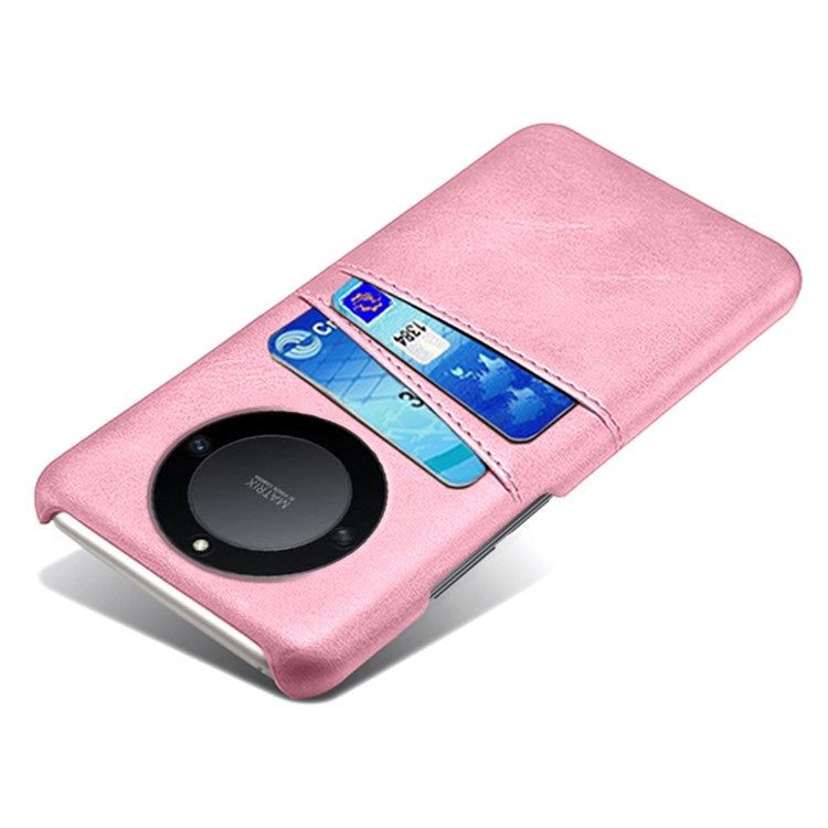 For Honor X40 5G / X9a 5G / Magic5 Lite 5G PU Leather Coated Hard PC Hybrid Phone Case Shockproof Anti-Scratch Dual Card Slots Cover - Rose Gold