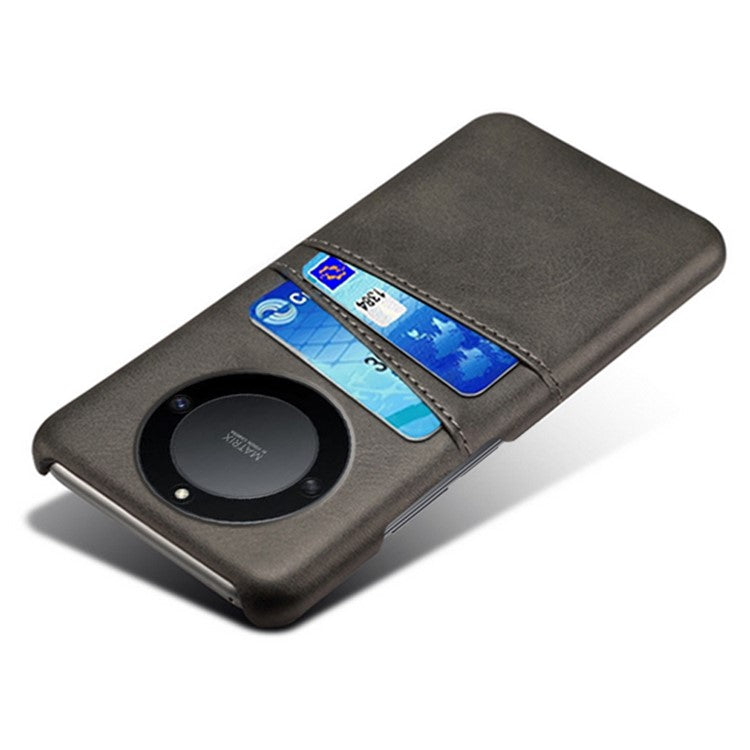 For Honor X40 5G / X9a 5G / Magic5 Lite 5G PU Leather Coated Hard PC Hybrid Phone Case Shockproof Anti-Scratch Dual Card Slots Cover - Black