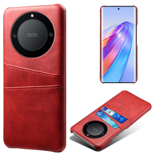 For Honor X40 5G / X9a 5G / Magic5 Lite 5G PU Leather Coated Hard PC Hybrid Phone Case Shockproof Anti-Scratch Dual Card Slots Cover - Red