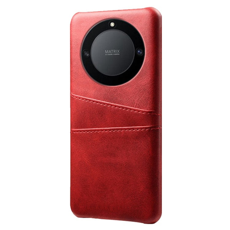 For Honor X40 5G / X9a 5G / Magic5 Lite 5G PU Leather Coated Hard PC Hybrid Phone Case Shockproof Anti-Scratch Dual Card Slots Cover - Red