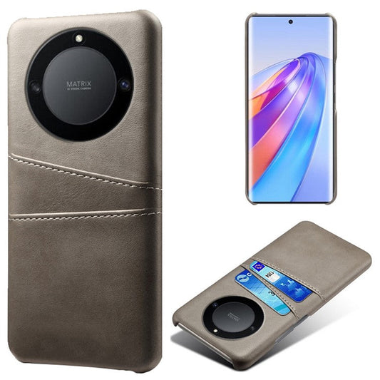 For Honor X40 5G / X9a 5G / Magic5 Lite 5G PU Leather Coated Hard PC Hybrid Phone Case Shockproof Anti-Scratch Dual Card Slots Cover - Grey