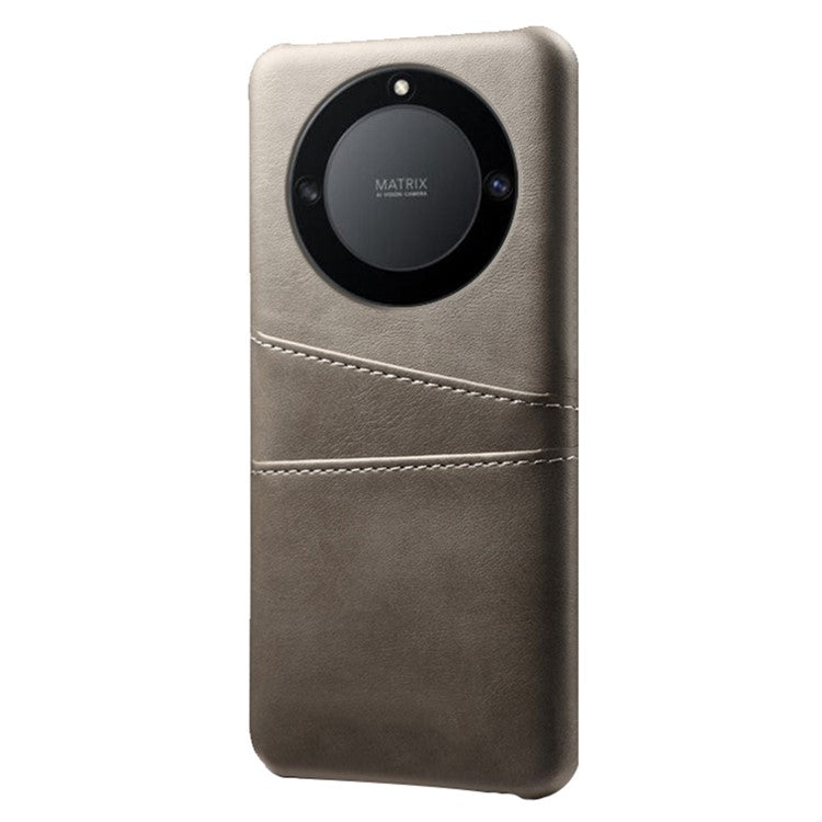 For Honor X40 5G / X9a 5G / Magic5 Lite 5G PU Leather Coated Hard PC Hybrid Phone Case Shockproof Anti-Scratch Dual Card Slots Cover - Grey