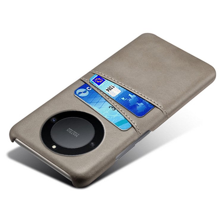 For Honor X40 5G / X9a 5G / Magic5 Lite 5G PU Leather Coated Hard PC Hybrid Phone Case Shockproof Anti-Scratch Dual Card Slots Cover - Grey