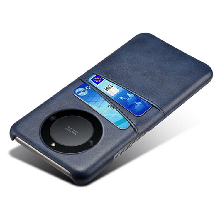 For Honor X40 5G / X9a 5G / Magic5 Lite 5G PU Leather Coated Hard PC Hybrid Phone Case Shockproof Anti-Scratch Dual Card Slots Cover - Blue
