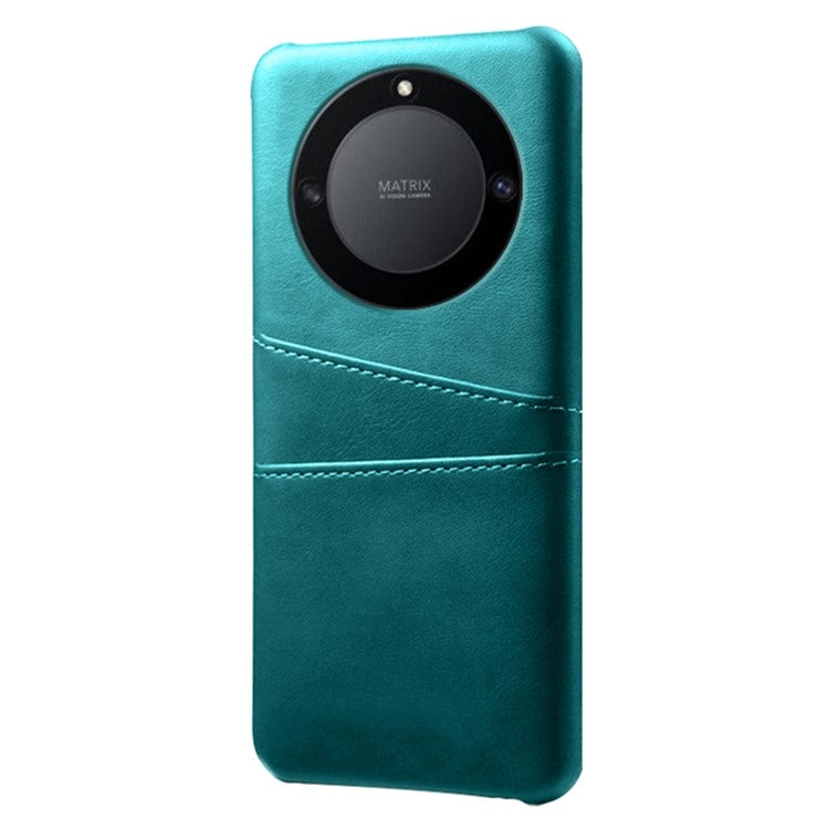 For Honor X40 5G / X9a 5G / Magic5 Lite 5G PU Leather Coated Hard PC Hybrid Phone Case Shockproof Anti-Scratch Dual Card Slots Cover - Green