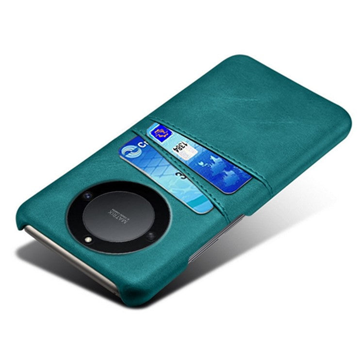 For Honor X40 5G / X9a 5G / Magic5 Lite 5G PU Leather Coated Hard PC Hybrid Phone Case Shockproof Anti-Scratch Dual Card Slots Cover - Green