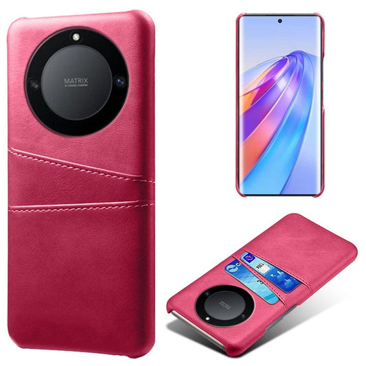 For Honor X40 5G / X9a 5G / Magic5 Lite 5G PU Leather Coated Hard PC Hybrid Phone Case Shockproof Anti-Scratch Dual Card Slots Cover - Rose