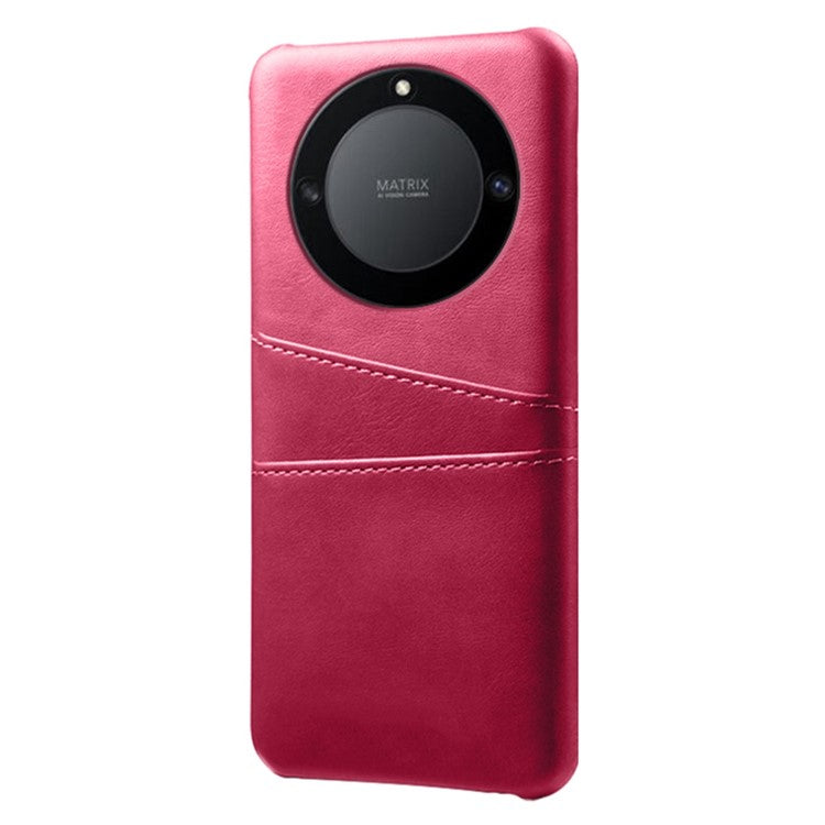 For Honor X40 5G / X9a 5G / Magic5 Lite 5G PU Leather Coated Hard PC Hybrid Phone Case Shockproof Anti-Scratch Dual Card Slots Cover - Rose