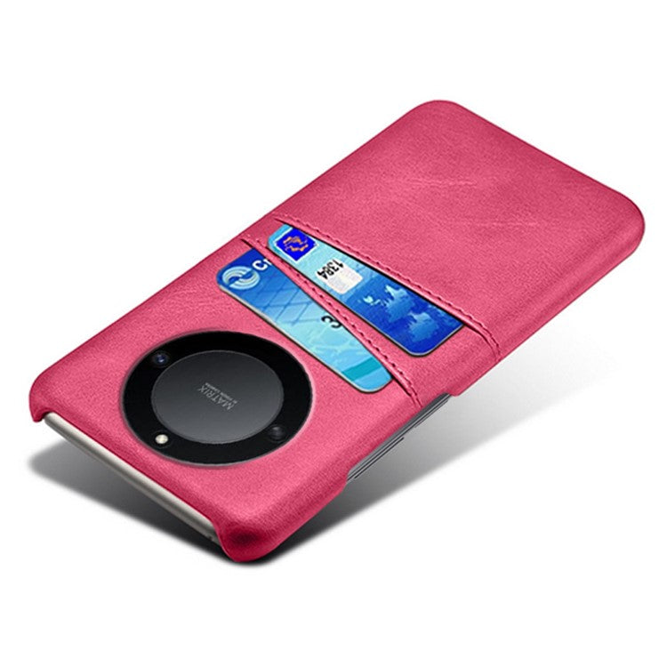 For Honor X40 5G / X9a 5G / Magic5 Lite 5G PU Leather Coated Hard PC Hybrid Phone Case Shockproof Anti-Scratch Dual Card Slots Cover - Rose