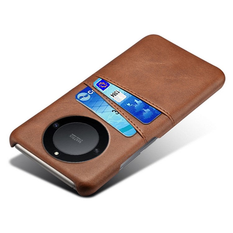 For Honor X40 5G / X9a 5G / Magic5 Lite 5G PU Leather Coated Hard PC Hybrid Phone Case Shockproof Anti-Scratch Dual Card Slots Cover - Brown