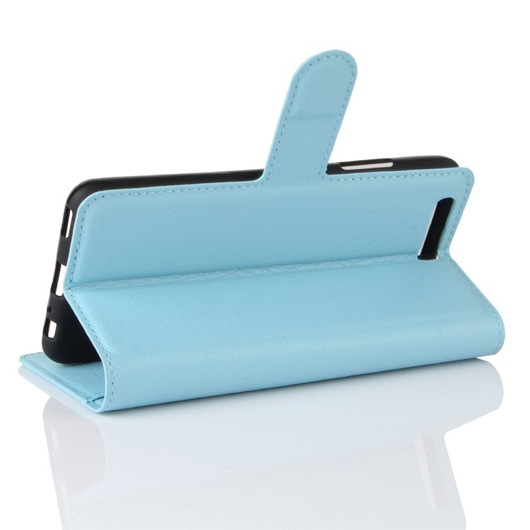 For Huawei P10 Litchi Skin Leather Stand Cover with Separated Wallet Design Anti-Collision Protection - Baby Blue