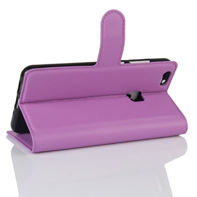 Lychee Litchi Skin Wallet Leather Cover with Stand for Huawei P10 Lite Mobile Cell Phone Accessory - Purple
