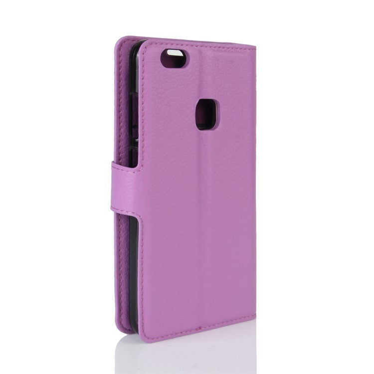Lychee Litchi Skin Wallet Leather Cover with Stand for Huawei P10 Lite Mobile Cell Phone Accessory - Purple