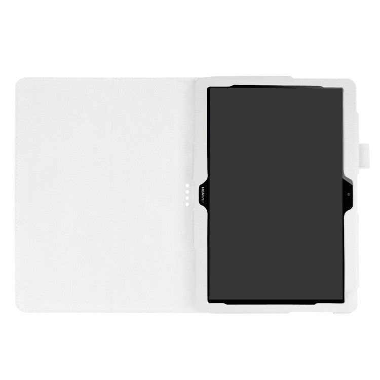 For Huawei MediaPad T3 10 Anti-Scratch Stylish Shockproof Litchi Skin Leather Case with Supporting Stand - White