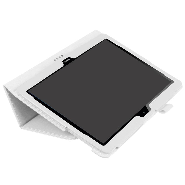 For Huawei MediaPad T3 10 Anti-Scratch Stylish Shockproof Litchi Skin Leather Case with Supporting Stand - White