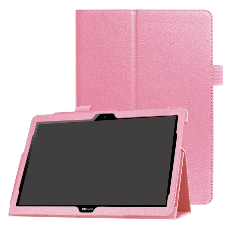 For Huawei MediaPad T3 10 Anti-Scratch Stylish Shockproof Litchi Skin Leather Case with Supporting Stand - Pink