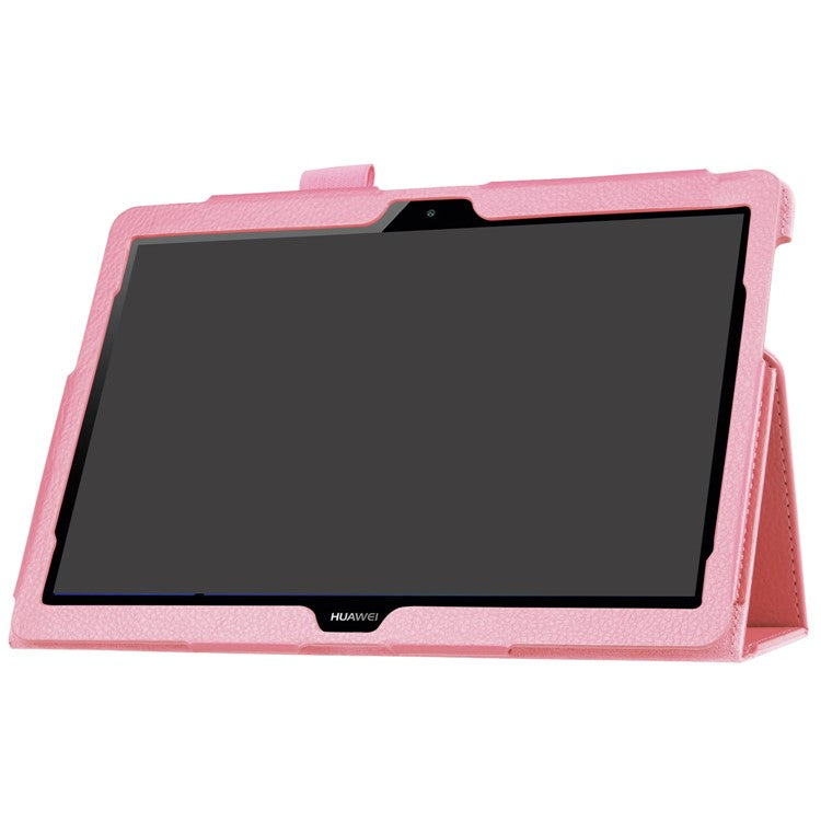 For Huawei MediaPad T3 10 Anti-Scratch Stylish Shockproof Litchi Skin Leather Case with Supporting Stand - Pink