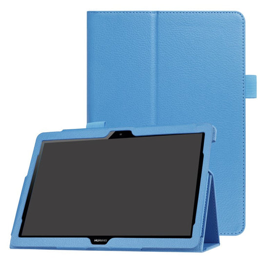 For Huawei MediaPad T3 10 Anti-Scratch Stylish Shockproof Litchi Skin Leather Case with Supporting Stand - Blue