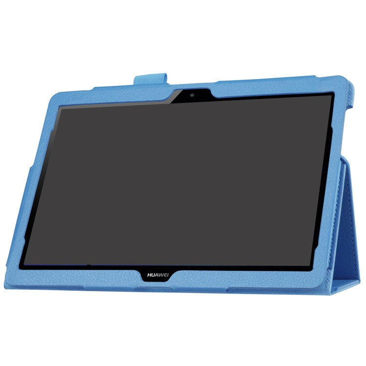 For Huawei MediaPad T3 10 Anti-Scratch Stylish Shockproof Litchi Skin Leather Case with Supporting Stand - Blue