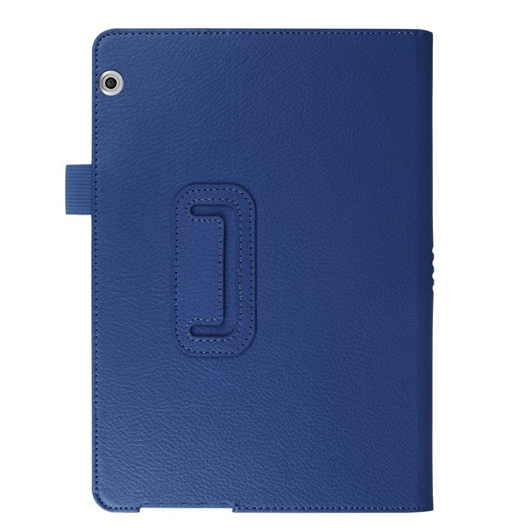 For Huawei MediaPad T3 10 Anti-Scratch Stylish Shockproof Litchi Skin Leather Case with Supporting Stand - Dark Blue