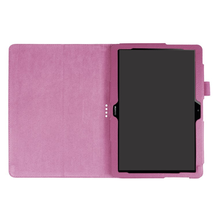 For Huawei MediaPad T3 10 Anti-Scratch Stylish Shockproof Litchi Skin Leather Case with Supporting Stand - Purple