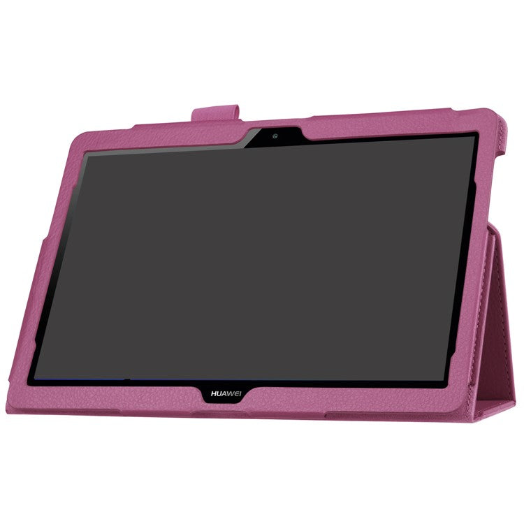 For Huawei MediaPad T3 10 Anti-Scratch Stylish Shockproof Litchi Skin Leather Case with Supporting Stand - Purple