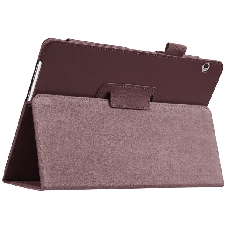 For Huawei MediaPad T3 10 Anti-Scratch Stylish Shockproof Litchi Skin Leather Case with Supporting Stand - Brown