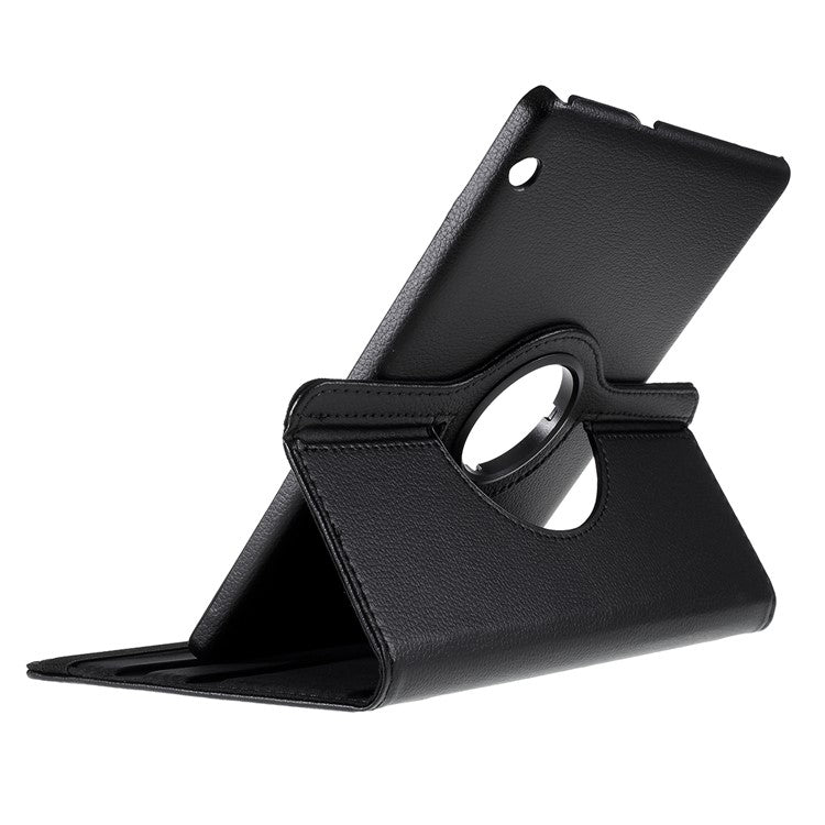 For Huawei MediaPad T3 10 Litchi Skin Leather 360 Degree Rotary Stand Multi-Angle Support Tablet Case - Black