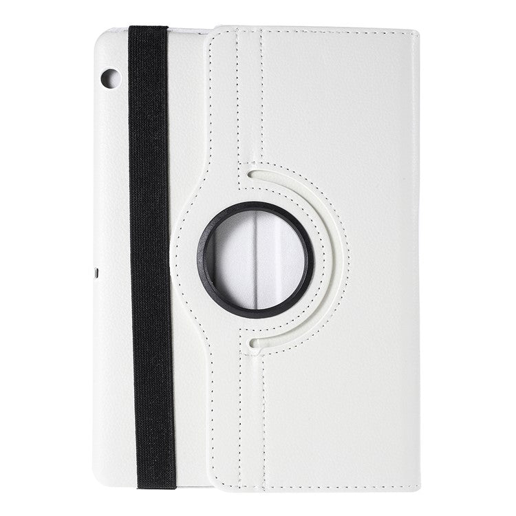 For Huawei MediaPad T3 10 Litchi Skin Leather 360 Degree Rotary Stand Multi-Angle Support Tablet Case - White