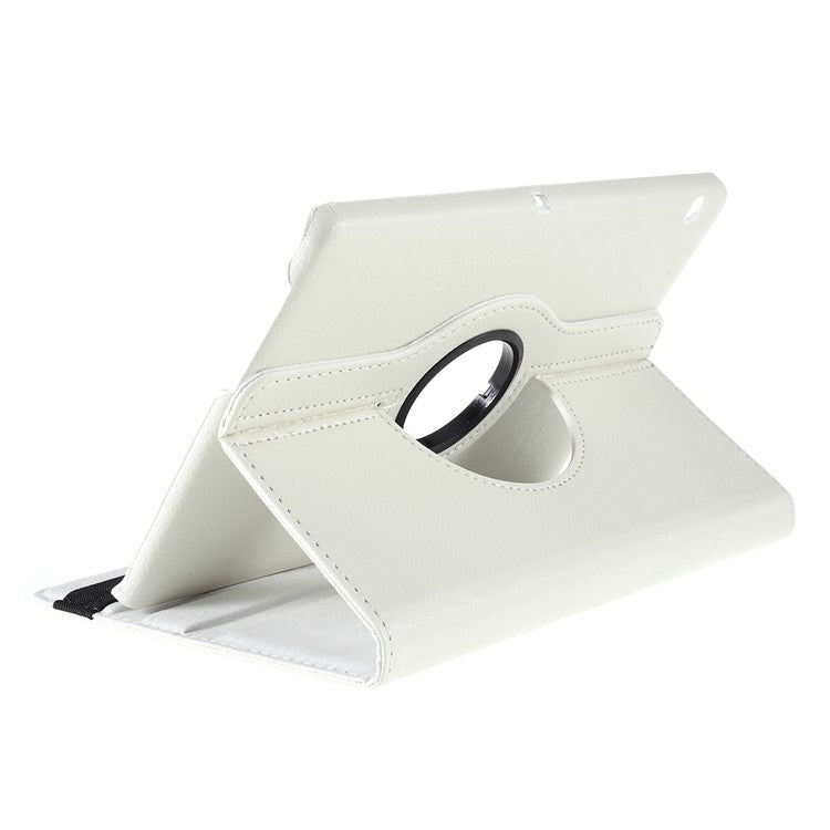 For Huawei MediaPad T3 10 Litchi Skin Leather 360 Degree Rotary Stand Multi-Angle Support Tablet Case - White