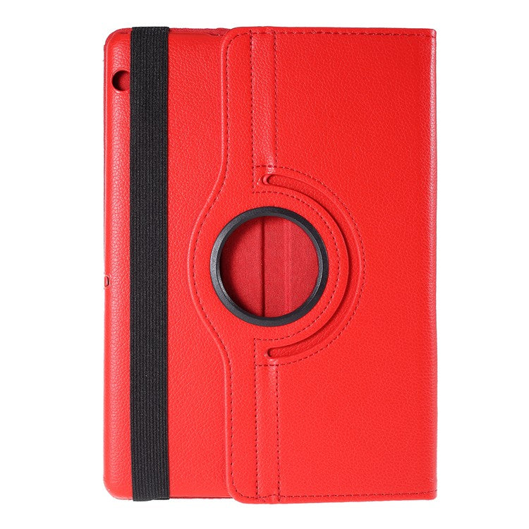 For Huawei MediaPad T3 10 Litchi Skin Leather 360 Degree Rotary Stand Multi-Angle Support Tablet Case - Red
