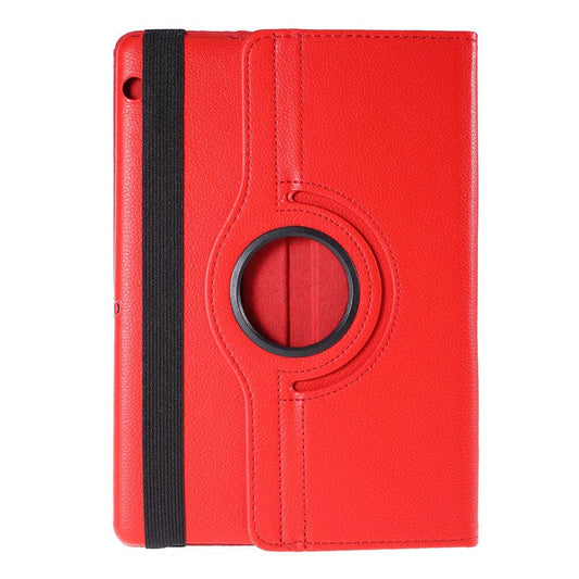 For Huawei MediaPad T3 10 Litchi Skin Leather 360 Degree Rotary Stand Multi-Angle Support Tablet Case - Red