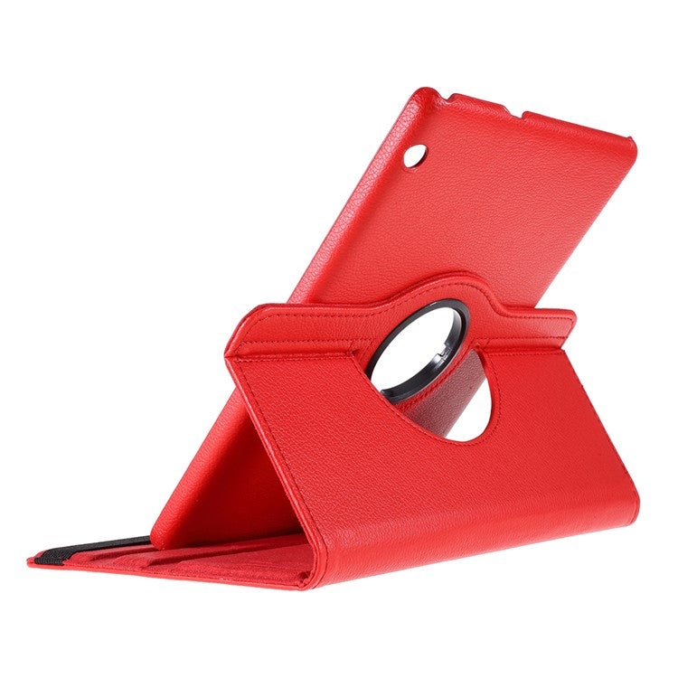 For Huawei MediaPad T3 10 Litchi Skin Leather 360 Degree Rotary Stand Multi-Angle Support Tablet Case - Red