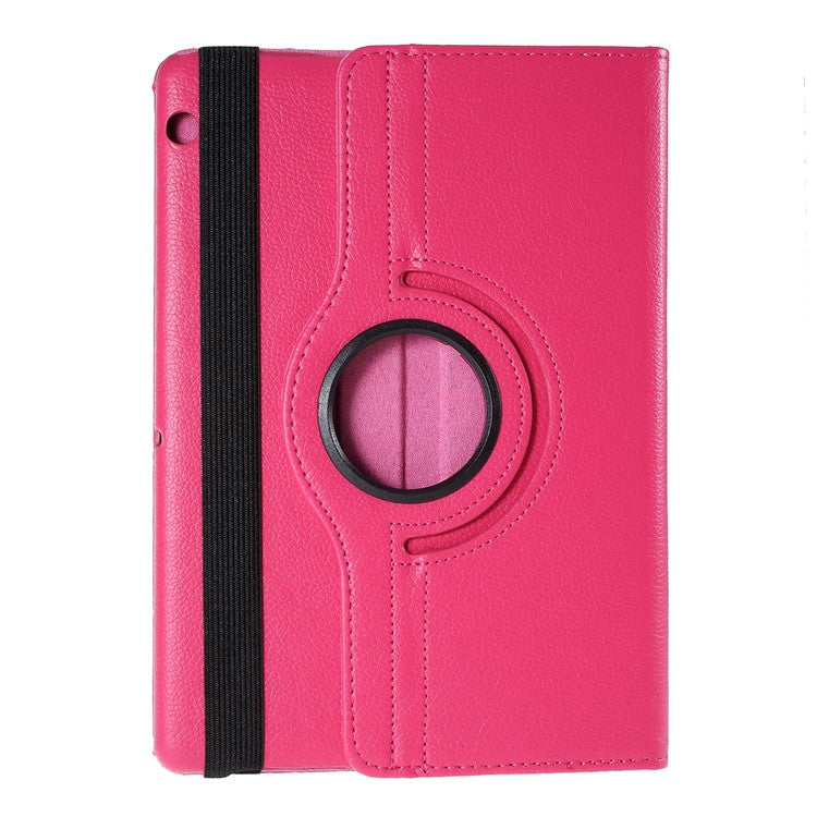 For Huawei MediaPad T3 10 Litchi Skin Leather 360 Degree Rotary Stand Multi-Angle Support Tablet Case - Rose