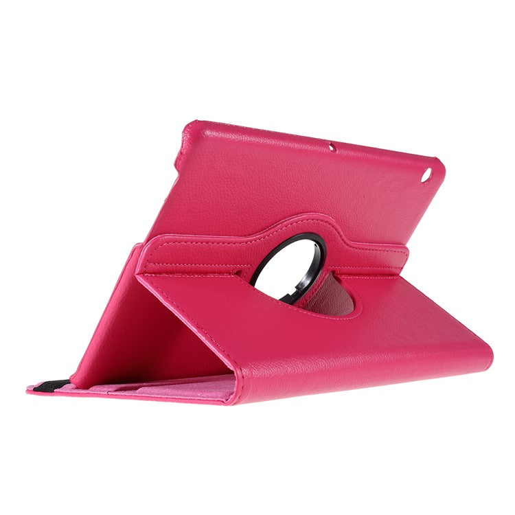 For Huawei MediaPad T3 10 Litchi Skin Leather 360 Degree Rotary Stand Multi-Angle Support Tablet Case - Rose
