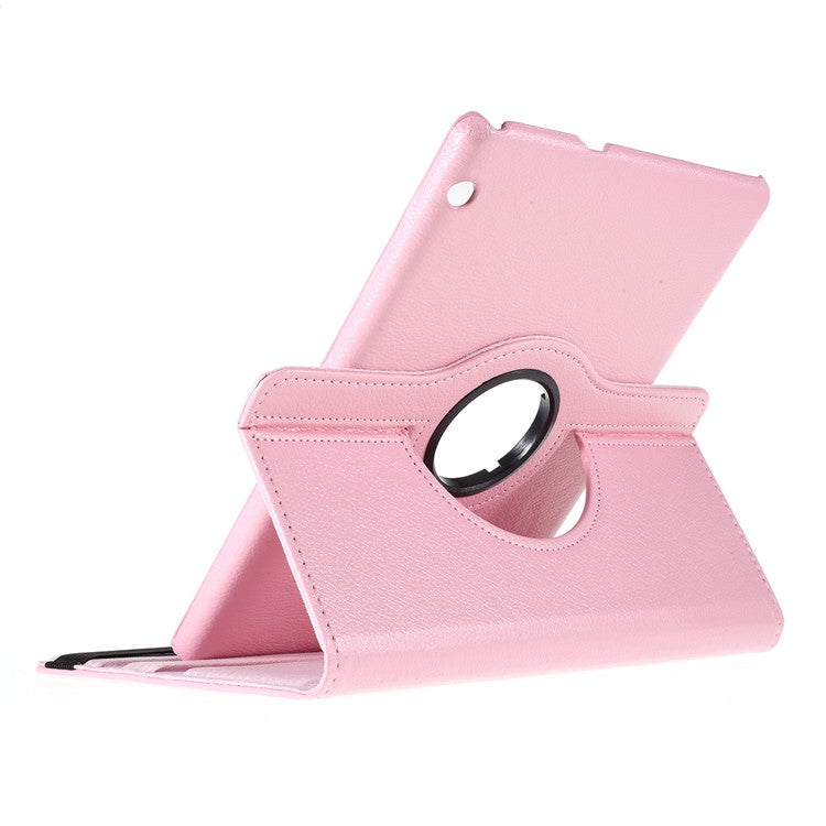 For Huawei MediaPad T3 10 Litchi Skin Leather 360 Degree Rotary Stand Multi-Angle Support Tablet Case - Pink