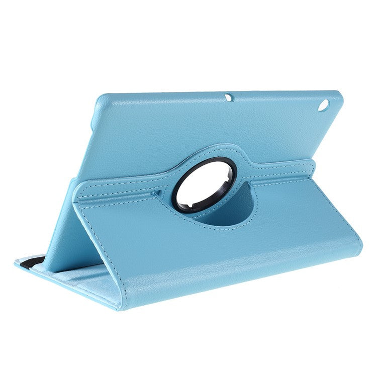 For Huawei MediaPad T3 10 Litchi Skin Leather 360 Degree Rotary Stand Multi-Angle Support Tablet Case - Baby Blue
