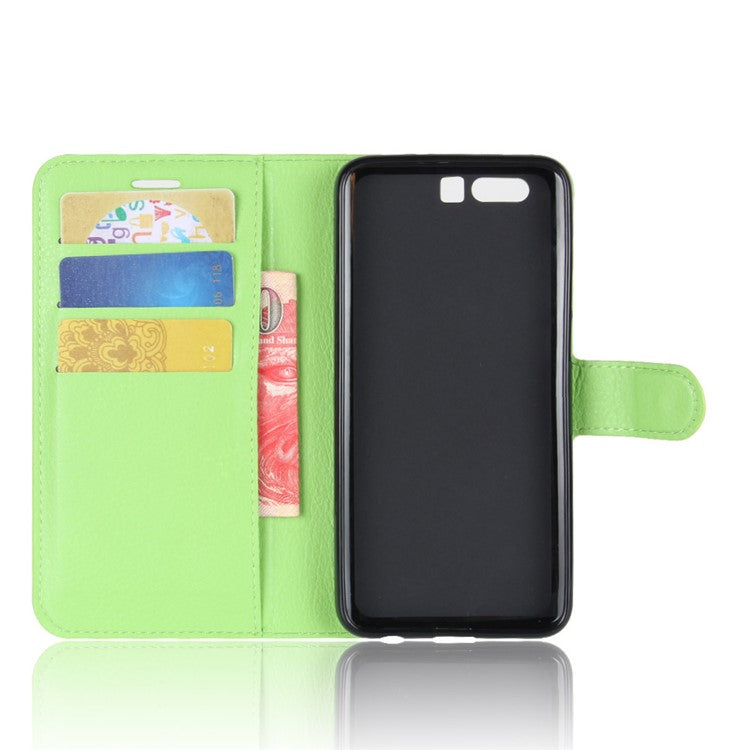 For Huawei Honor 9 Litchi Texture PU Leather Wallet Stand Phone Case Shell - Green