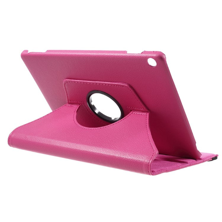 For Huawei MediaPad M3 Lite 10 (10.1 Inch) Litchi Grain 360 Degree Rotary Leather Stand Case - Rose
