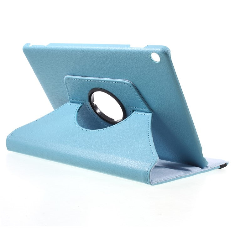 Elastic Band 360 Degree Swivel Stand Leather Shell for Huawei MediaPad M3 Lite 10 (10.1 Inch) - Baby Blue